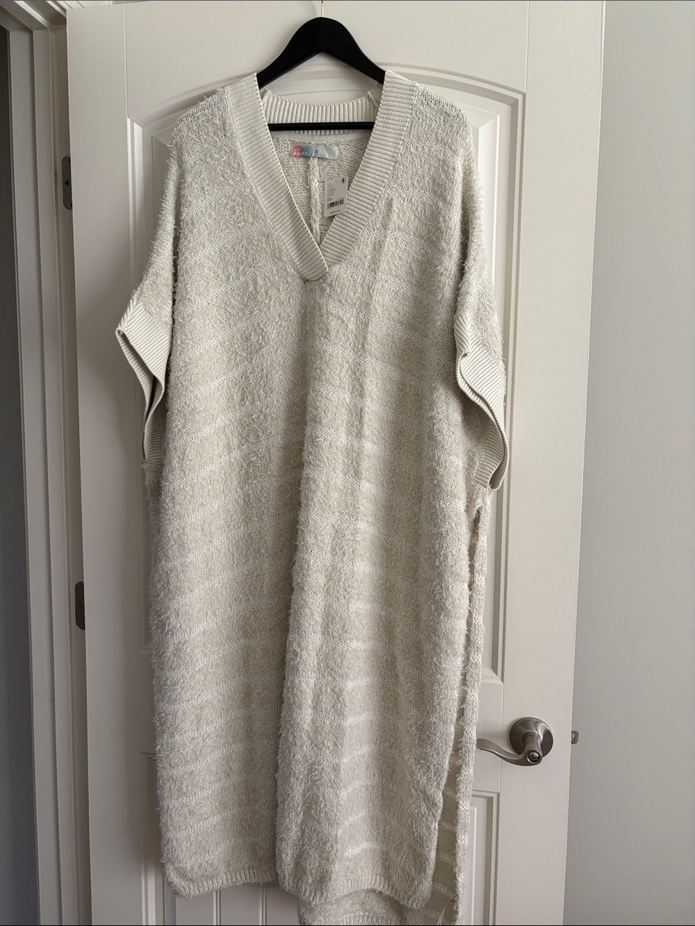 Free People Cream Textured V-Neck Maxi Dress